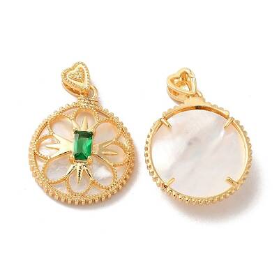 Brass Emerald Rhinestone Pendants