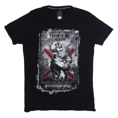 SMOG Faith Is My Religion Slim Fit Mens T-Shirt Black Crew Neck XL