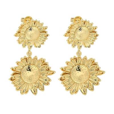 Rack Plating Flower Brass Stud Earrings