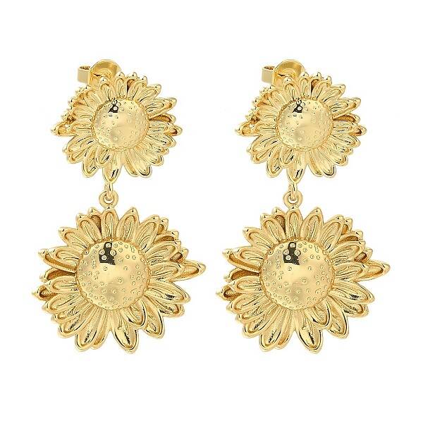 Rack Plating Flower Brass Stud Earrings