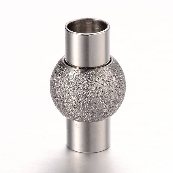 Tarnish Resistant Textured 304 Stainless Steel Column Magnetic Clasps with Glue-in Ends