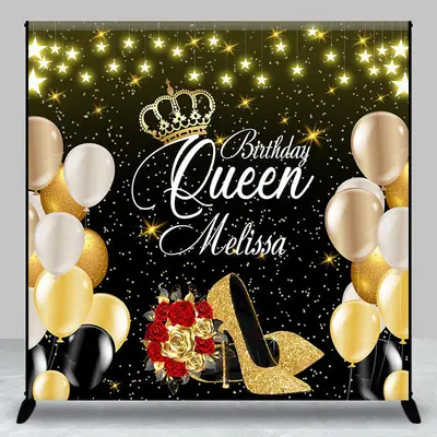 Aperturee Custom Gold Star High Heel Queen Birthday Backdrop | Custom Cake Smash Backdrop | Custom Birthday Back Drop | Custo...