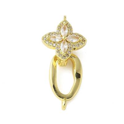 Brass Micro Pave Clear Cubic Zirconia Fold Over Clasps