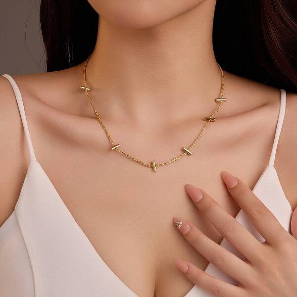 304 Stainless Steel Column Link Chain Necklaces for Women