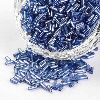 Tube Silver Lined Round Hole Glass Bugle Beads