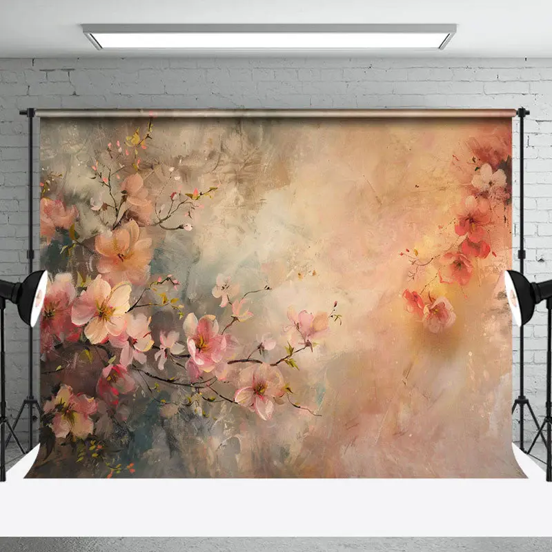 Vintage Pink Oil Painting Floral Fine Art Backdrop