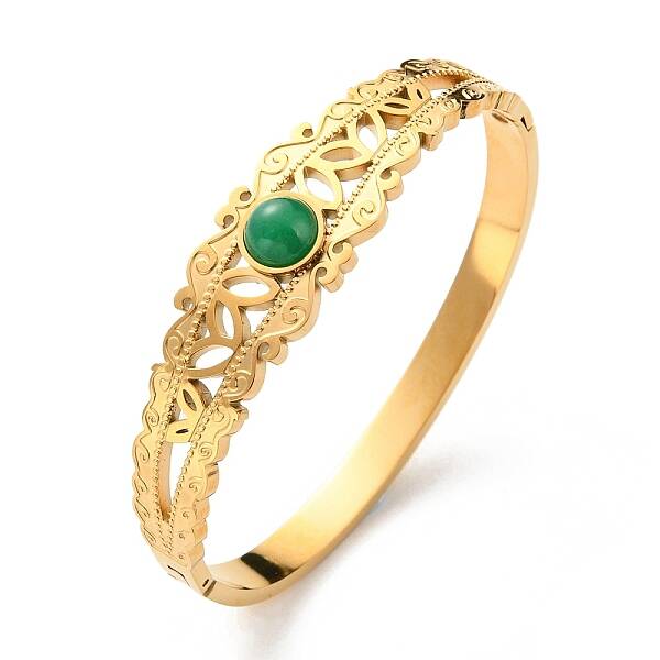 Dyed Natural Jade Hollow Hinged Bangle