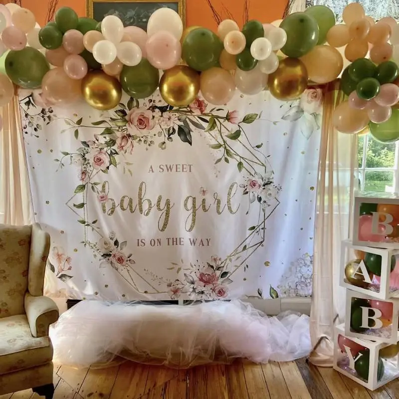 A Sweet Baby Girl Is On The Way Baby Shower Backdrop