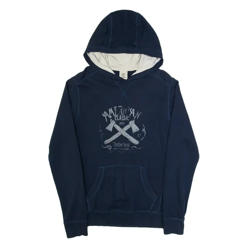 TIMBERLAND Mens Blue Hoodie USA S