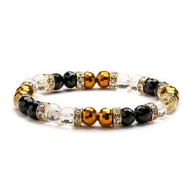 UV Plating Glass Beads Stretch Bracelets for Women