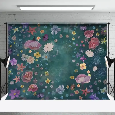 Vintage Colorful Floral Painting Backdrop For Photo - Aperturee