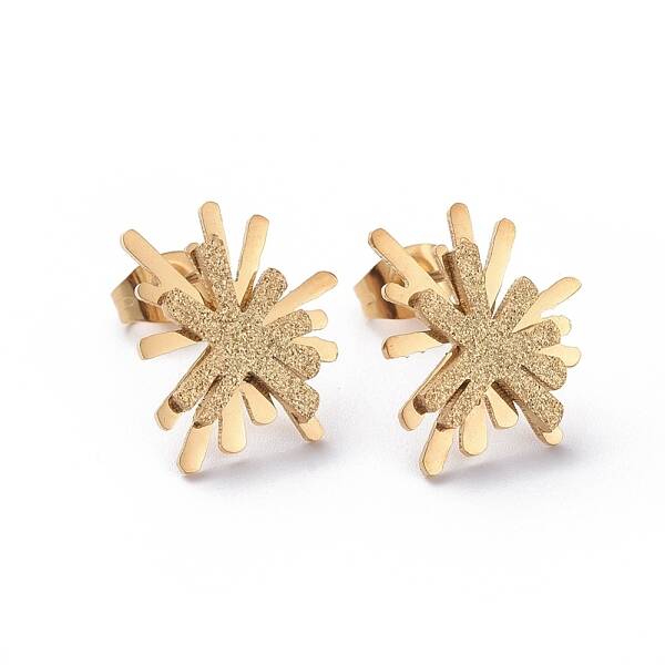 304 Stainless Steel Textured Stud Earrings