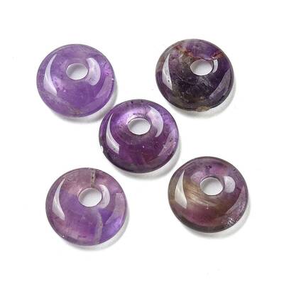 Natural Amethyst Donut/Pi Disc Charms