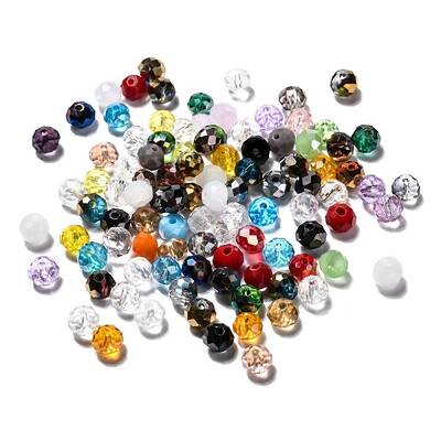 Faceted Rondelle Electroplate Glass Beads Strands