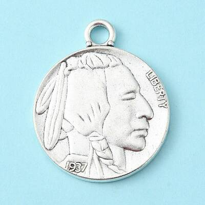 Antique Silver Tibetan Style Alloy Coin Pendants