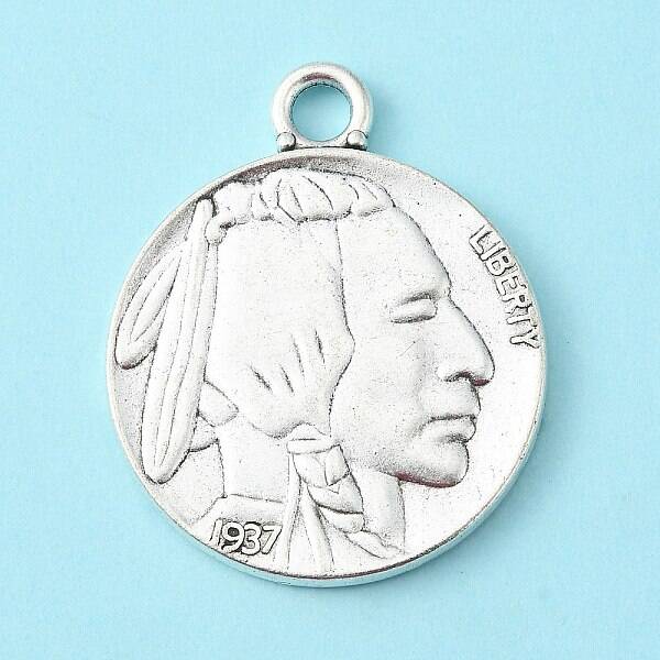 Antique Silver Tibetan Style Alloy Coin Pendants