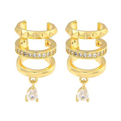 Brass Micro Pave Cubic Zirconia Cuff Earrings