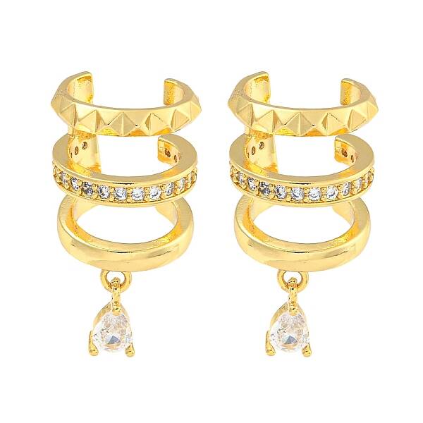 Brass Micro Pave Cubic Zirconia Cuff Earrings