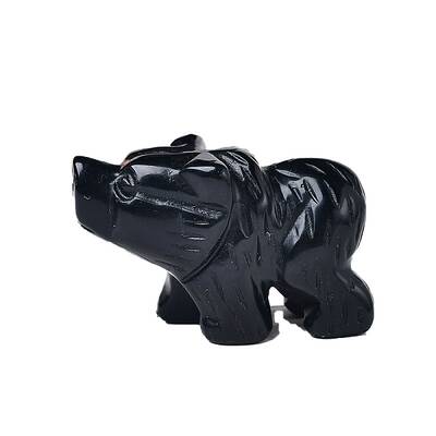 Natural Obsidian Carved Bear Figurines