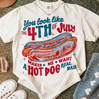 Comfort Colors You Look Like the 4th of July Shirt, Retro America Hot dog Shirt, Brushstroke 4th July , USA , Fourth of July ...