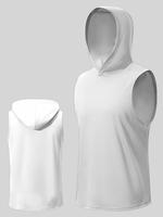 Men's Solid Hooded Sports Vest, Regular Fit Casual Sporty Sleeveless Tank Top for Gym Workout Running, Running Vest, Mens Spo...