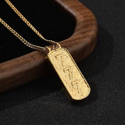 304 Stainless Steel Rectangle Number Pendant Necklaces