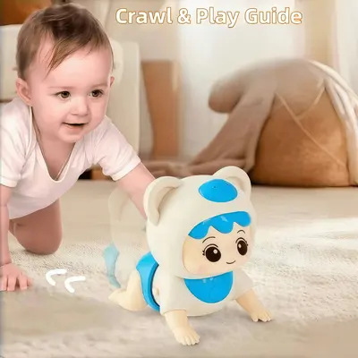 pc Baby Crawling Doll With Music Electric Learning Toy for Over 18 Months Old Kids Toys - Learn Crawling Guidance Head Up Tra...