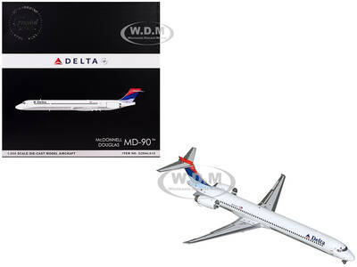 McDonnell Douglas MD-90 Commercial Aircraft Delta Air Lines (N910DN) White with Blue and Red Tail Gemini 200 Series 1/200 Die...