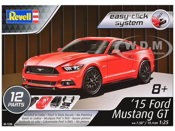 Level 2 Easy-Click Model Kit 2015 Ford Mustang GT 1/25 Scale Model by Revell