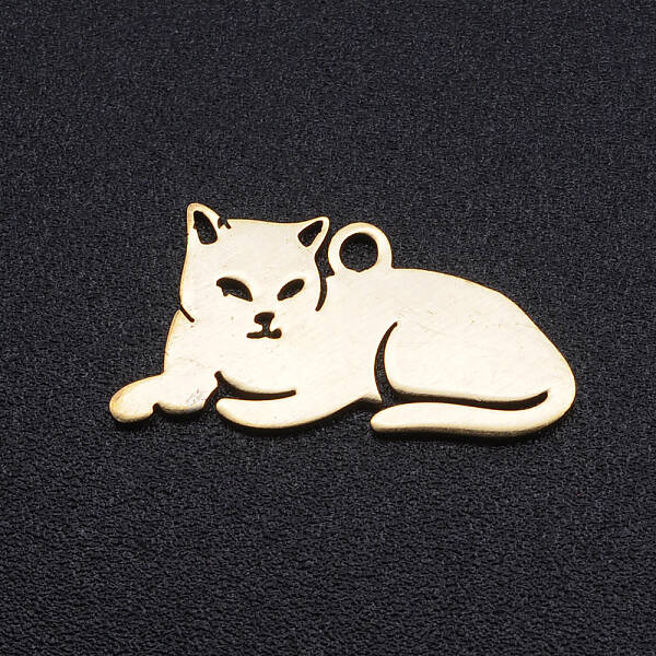304 Stainless Steel Kitten Pendants