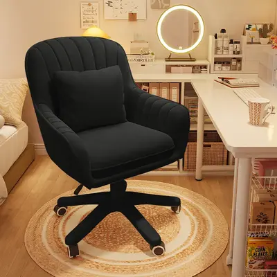 ăBack To SchoolăCute Petal Desk Chai Home Office Chair Computer Chair with Mid-Back Upholstered Modern Tufted Computer Ta...