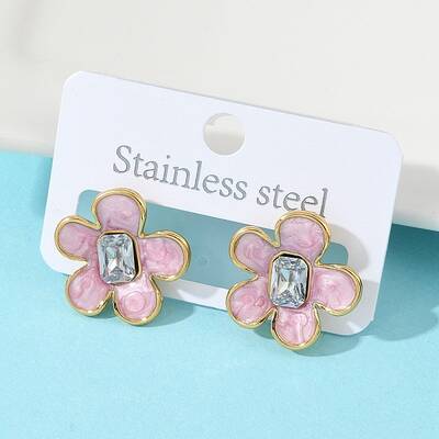 304 Stainless Steel Flower Stud Earrings