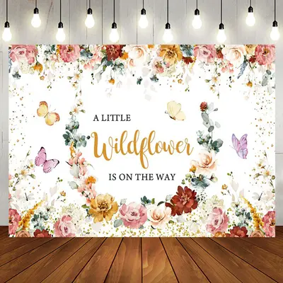Wildflower Butterfly Baby Shower Backdrop For Girls - Aperturee