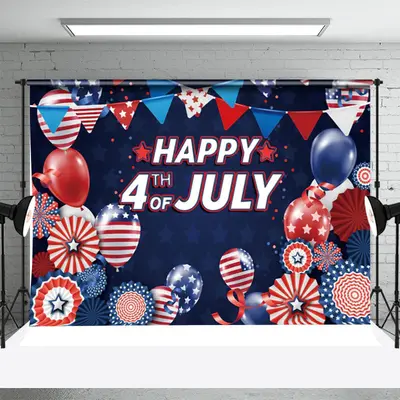 Red Blue July 4 Balloon Independence Day Backdrop - Aperturee