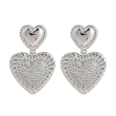 Rack Plating Brass Heart Stud Earrings for Women