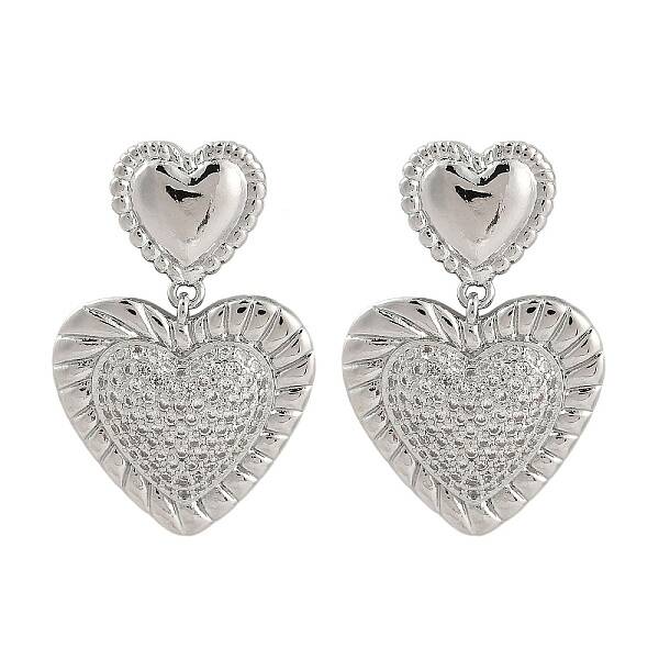Rack Plating Brass Heart Stud Earrings for Women