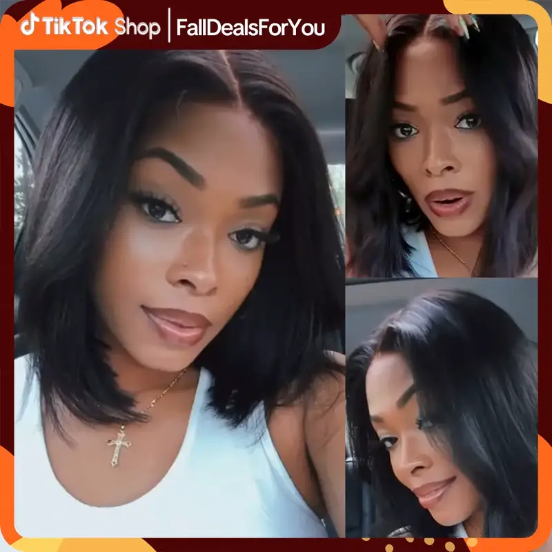【Upgraded】Nadula Yaki Straight Put On & Go Human Hair Glueless Wig With Drawstring Bob Style 13x4 7x5 Pre-Cut Lace & Natu...