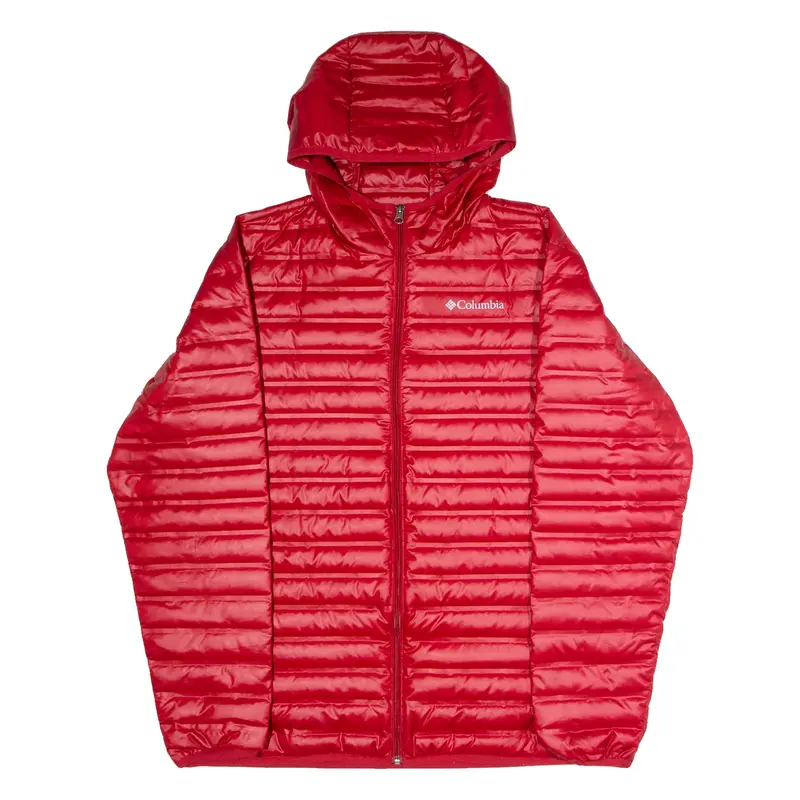 COLUMBIA Mens Puffer Jacket Red Hooded L