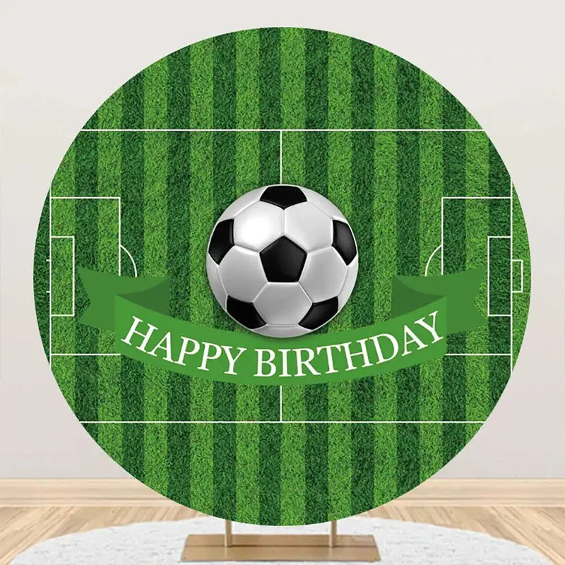 Circle Football Field Stripe Backdrop For Birthday - Aperturee