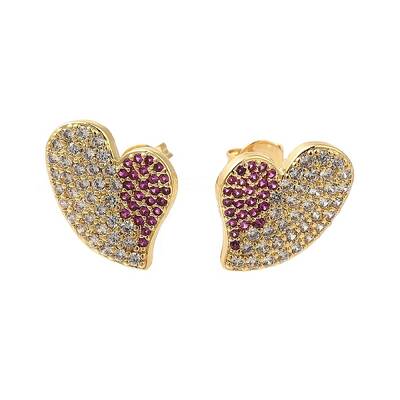 Brass Pave Cubic Zirconia Stud Earrings