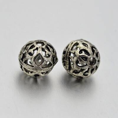 Brass Round Hollow Filigree Beads