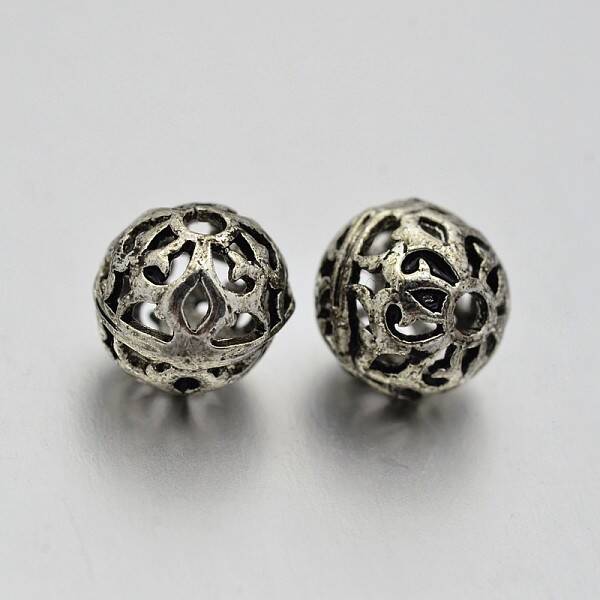 Brass Round Hollow Filigree Beads