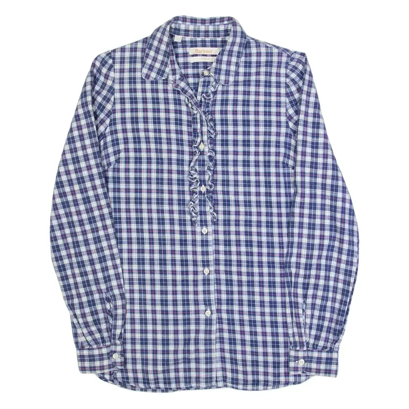 BARBOUR Womens Printed Shirt Blue Collared Long Sleeve Check UK 10