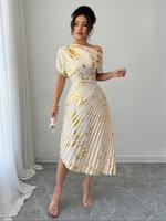 Women's All Over Print Asymmetrical Neck Formal Party Wear Dress, Elegant Fashion Casual Dress for Daily Outdoor Wear, Women ...