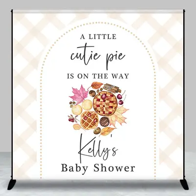 Aperturee Little Cutie Pie Custom Name Baby Shower Backdrop - Aperturee