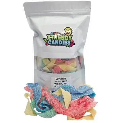 Sour Power 1 Pound Flavored Sour Candy Belts Vegetarian, Deliciously Sour, Fresh & Chewy, 8 Mouth Watering Flavors Mix Variet...
