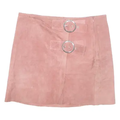 MANGO Womens Straight Skirt Pink Short Leather S