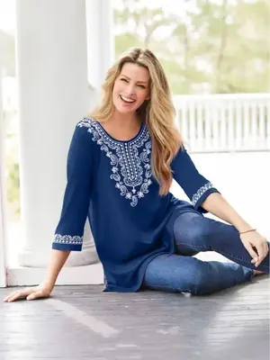 Embroidered Knit Tunic