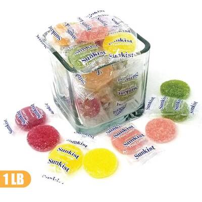 Sunkist Fruit Gems 1 Pound Bag - Orange, Lemon, Raspberry, Grapefruit & Lime Flavor Natural Ingredients - Snack Bonbon V