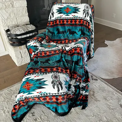 Tranquility Southwestern Oversized Blanket 82\